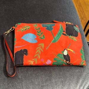 INC International Concepts Red Clutch with Jungle Print